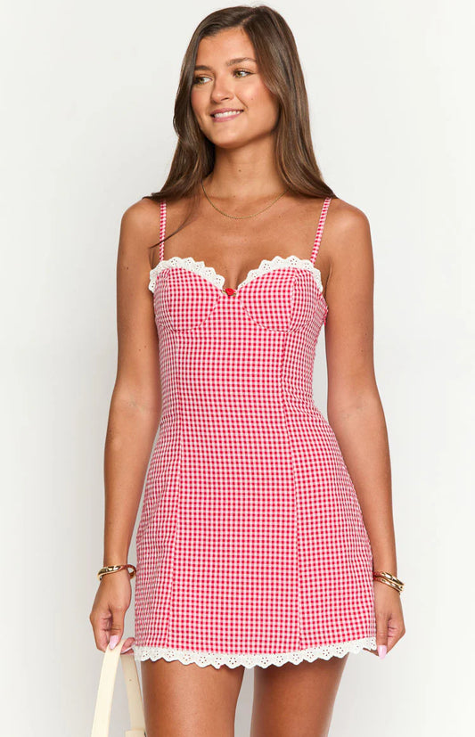 Mini-robe  rouge vichy