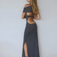Robe Longue Fendue Pois