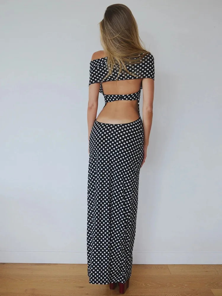 Robe Longue Fendue Pois