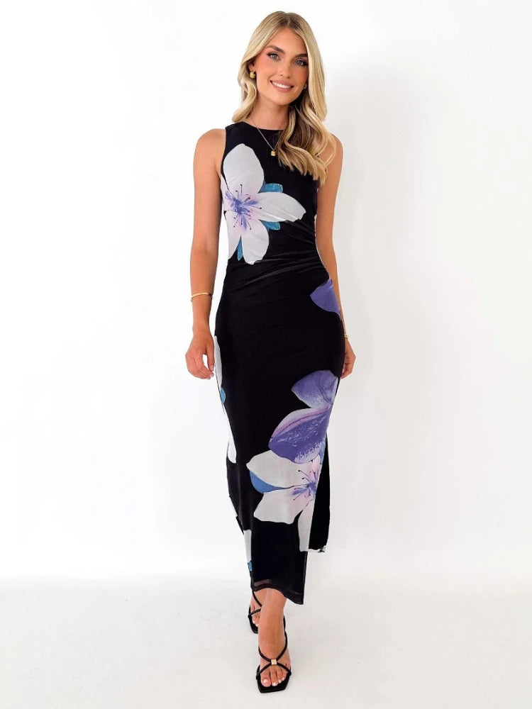 Robe longue bustier fendue