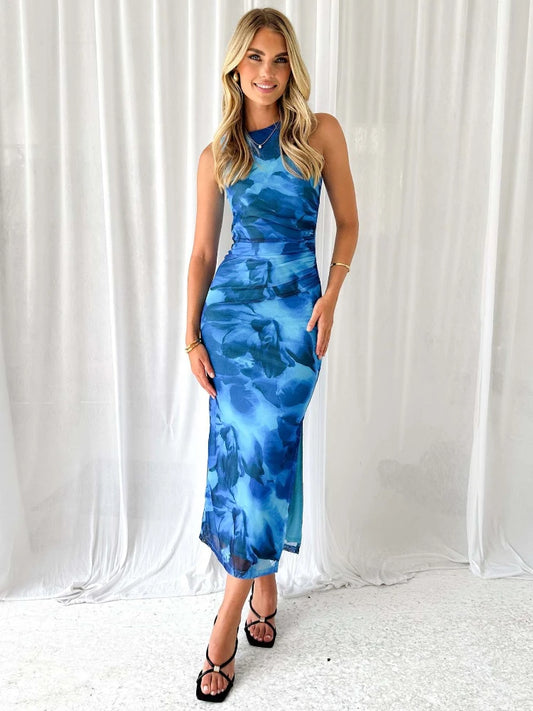 Robe longue bustier fendue