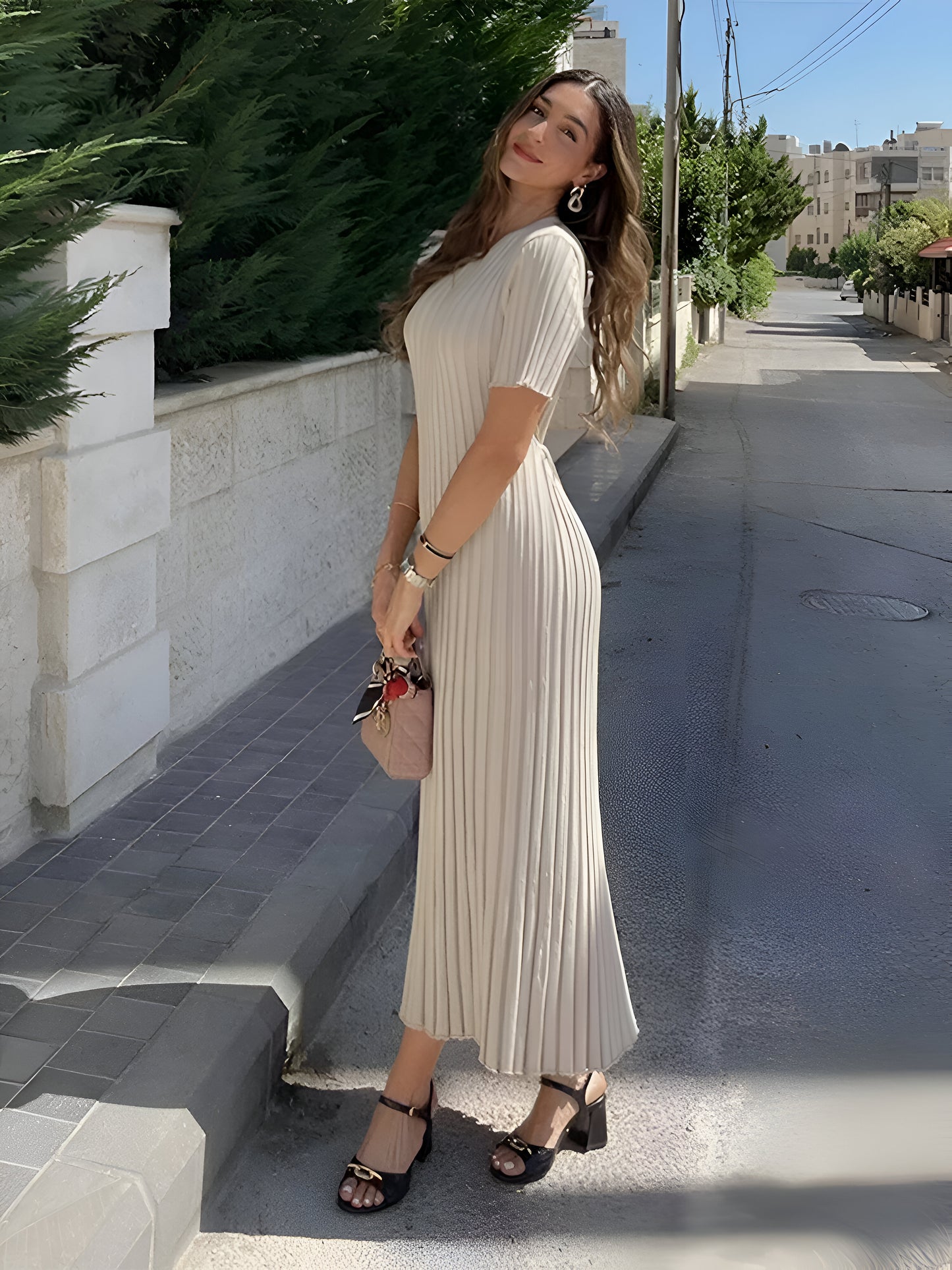 Robe Longue Plissée Chic